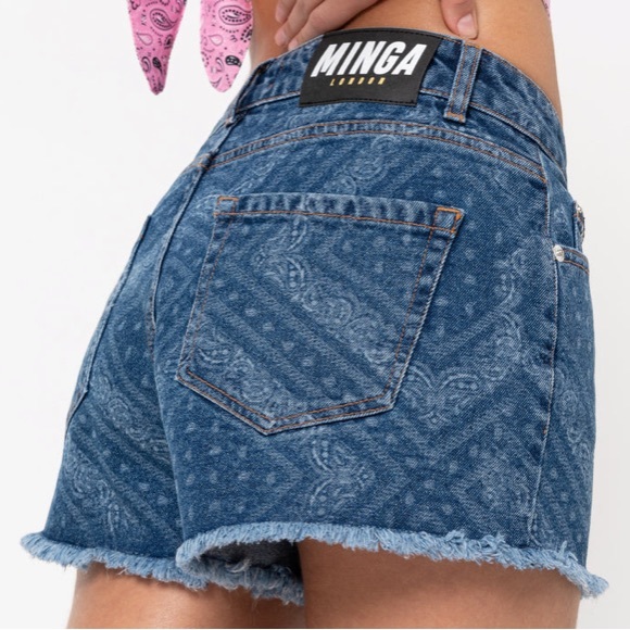 Blue Bandana Indigo Denim Shorts - Picture 5 of 10